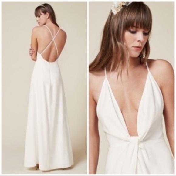 Reformation Dresses & Skirts - Reformation Dima Plunge Wedding Ivory Dress  B88/9